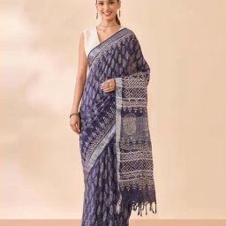 Taneira Dark Blue Printed Saree-picture-31