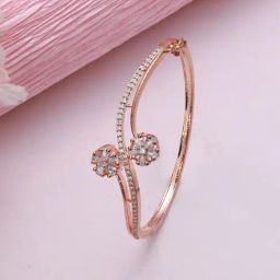 Aatmana Rose Gold-Plated American Diamond Studded Floral Handcrafted Bangle-Style Bracelet-15