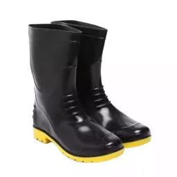Agarson Bahubali Safety Gum Boot 27.94 cm (11 inch) Height Plain Toe PVC Black & Yellow Size UK10-0