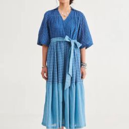 Prakriti Jaipur Indigo Checks Long Dress-image-90