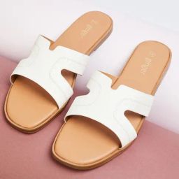 Ginger by Lifestyle Women White Slides-image-5
