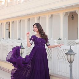 KALINI Women Embroidered Flared Maxi Ethnic Dress-picture-53