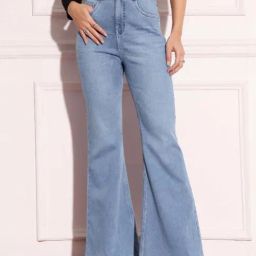 Miss Chase Light Blue High Rise Clean Look Regular Stretchable Denim Bootcut Shaping Jeans-image-28