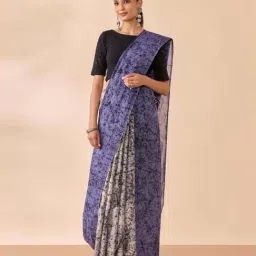 Taneira Blue Cotton Printed Saree-picture-46