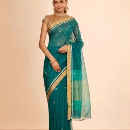 Taneira Dark Green Woven Design Saree-picture-21