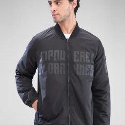 Spykar Black Regular Fit Printed Bomber Jacket-picture-27