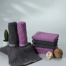 Nautica Cross View Steel Grey & Lilac Cotton 600 GSM Fluffy Zero Twist Face Towel - Set of 8-31