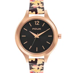 FCUK Women Textured Dial & Leather Straps Analogue Watch FK00032E-54