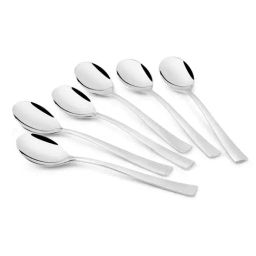 FnS Slimline Silver Stainless Steel Dinner Spoon - Set of 6-46