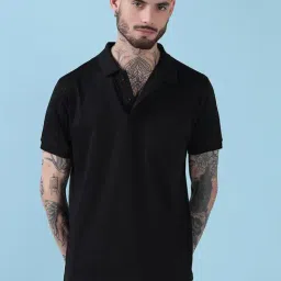 Showoff Black Cotton Regular Fit Polo T-Shirt-image-89