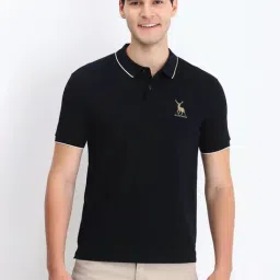 Allen Solly Black Cotton Regular Fit Polo T-Shirt-picture-27