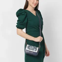 Caprese Navy Textured Small Sling Handbag-image-30