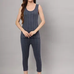ESOROUCHA Women Striped Ribbed Thermal Set-image-68