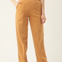 FEMEA Yellow Fleece Solid Trackpants-picture-15
