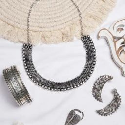 Teejh Pitara Collection Nazeena Silver Oxidized Jewellery Set-image-45