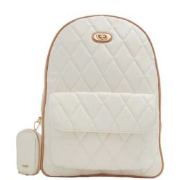Aldo White & Brown Synthetic Striped Medium Backpack-image-22