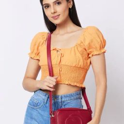 Caprese Burgundy Solid Medium Sling Handbag-image-31