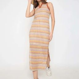MADAME Brown Printed Casual Dress-image-6