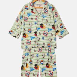 StyloBug Boys Off-White Printed Night Suit-image-69