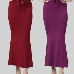 TWIN BIRDS Maroon & Purple Plain Saree Shapewear - Pack Of 2-image-91