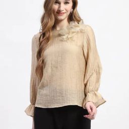 MADAME Beige Regular Fit Top-image-11