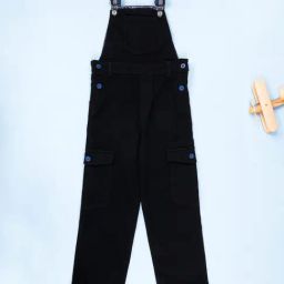KiddoPanti Boys Black Denim Dungaree-image-74