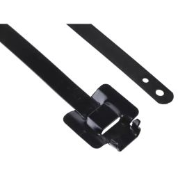 RS PRO Cable Tie Releasable 330x10 mm Black 316 Stainless Steel, 1859364 (Pack of 100 pcs)-picture-0
