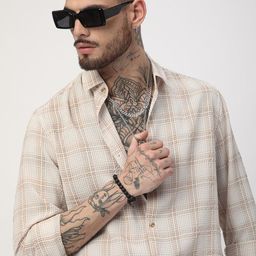 VASTRADO Men Classic Slim Fit Opaque Checked Casual Shirt-picture-18