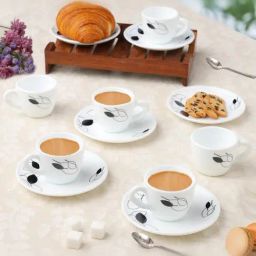 Larah by Borosil Multicolor Ceramic Opalware Cup and Saucer Set of 12 220ml-29