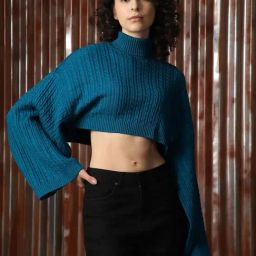 High Star Blue Self Design Sweater-picture-35