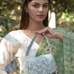 Odette Sea Green Embellished Clutch-picture-30