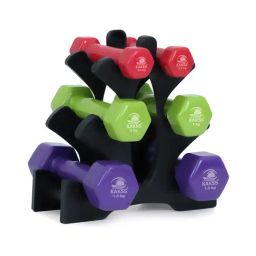 KAKSS Cast Iron Vinyl Coated Dumbbells (Multicolor) Size - 6KG-image-90