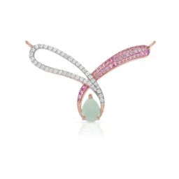 Malabar Gold and Diamonds 18k Rose Gold Tanmanyas Diamond Pendant with Chain for Women-picture-12