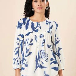 Akkriti by Pantaloons Navy Printed Tunic-image-6