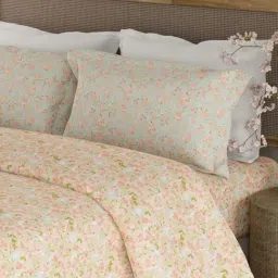 Boutique Living Valatia Pink Cotton Floral 200 TC Double Flat Bedsheet with 2 Pillow Covers-image-51
