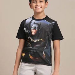 Kidsville Black & Blue Cotton Printed T-Shirt-image-42