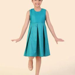 Fabindia Kids Teal Printed Dress-picture-30