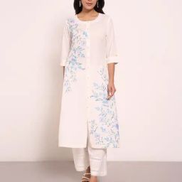 Rangmanch By Pantaloons Blue Cotton Regular Fit Printed Kurta-image-37