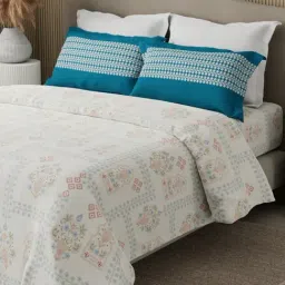 Boutique Living Valatia Karigiri Blue & White Cotton 200 TC Double Bedsheet with 2 Pillow Covers-image-30