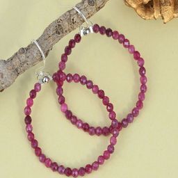 Nirvana 925 Sterling Silver Rhodium Plated Faux Ruby Beaded Circular Shaped Drop Earrings-10