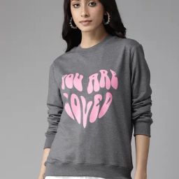 KASSUALLY Grey Cotton Graphic Print Sweatshirt-image-39
