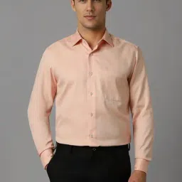 Louis Philippe Peach Cotton Regular Fit Shirt-image-81