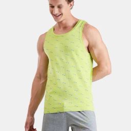 FCUK Green Cotton Print Sleeveless Vests-image-37