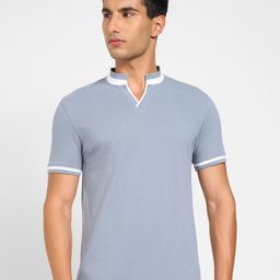 Peregrine by Pantaloons Men Solid Mandarin Collar Slim Fit T-shirt-picture-42