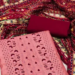 Peachmode Pink Embroidered Unstitched Dress Material-picture-52