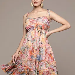 Label Ritu Kumar Margaux Print Chiffon Fit & Flare Dress-image-36