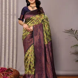 RASVRITI Ethnic Motifs Woven Design Banarasi Saree-image-5