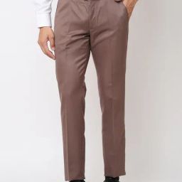 SOLEMIO Brown Slim Fit Flat Front Trousers-image-35