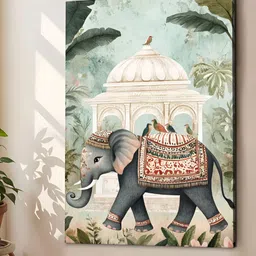 Art Street Green & Grey Elephant Canvas Wall Art-picture-0