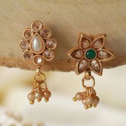 Aatmana Kundan Flower Green Nosepin for Women - Pack of 2-5